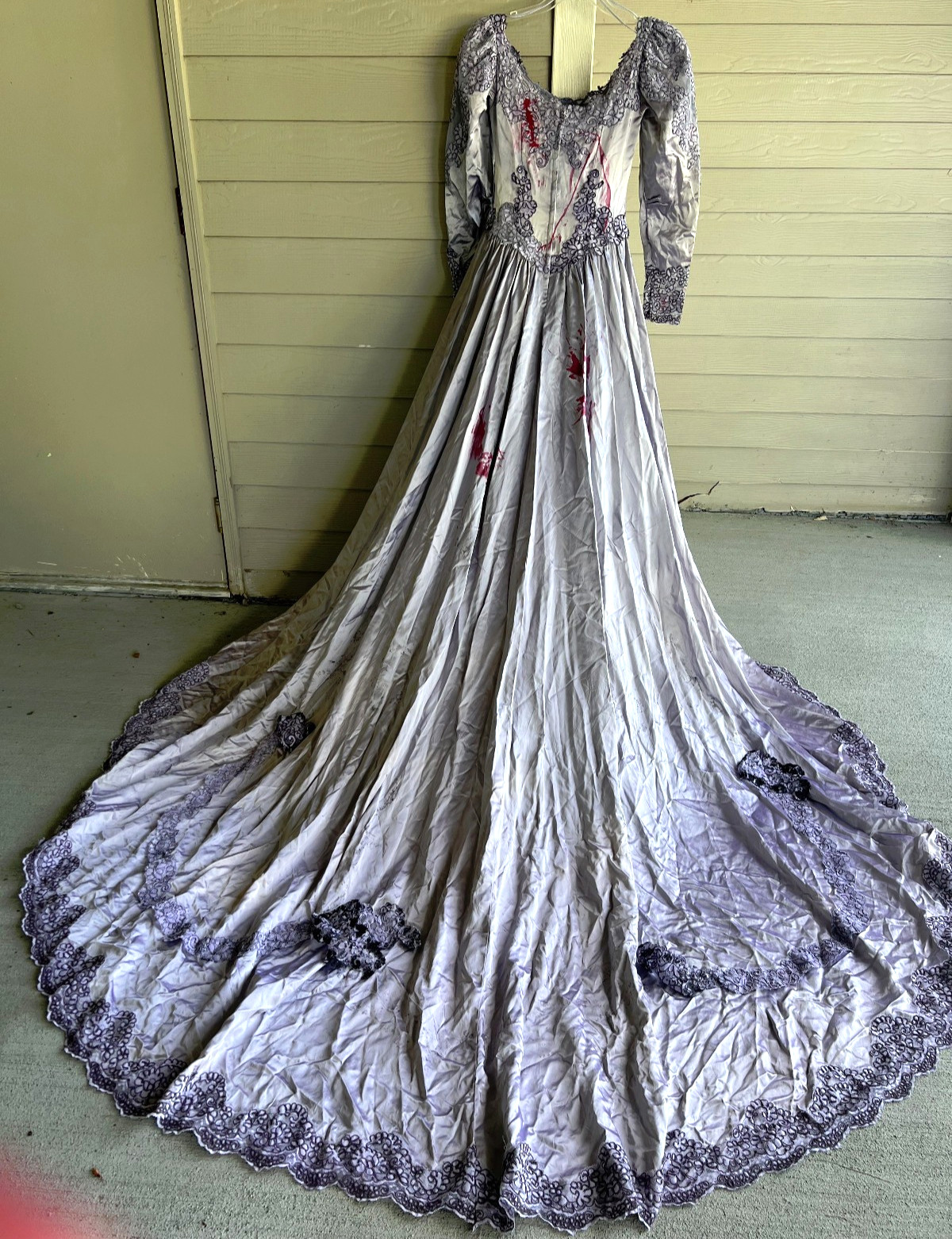 Silvery Gray Gothic Wedding Dress Corpse Bride Halloween Costume Size Small