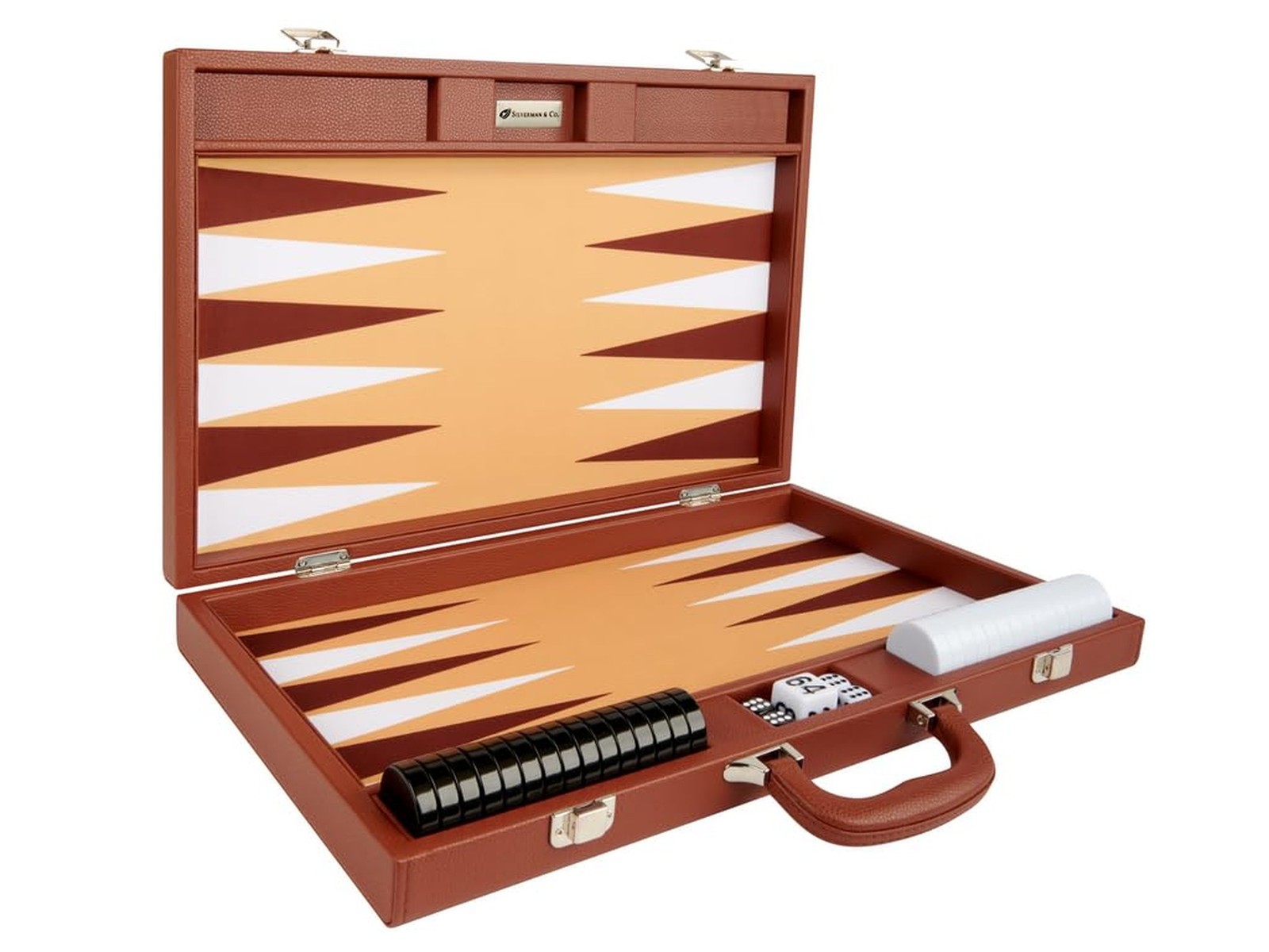 Silverman & Co. 19-inch Premium Backgammon Set – Desert Brown Board