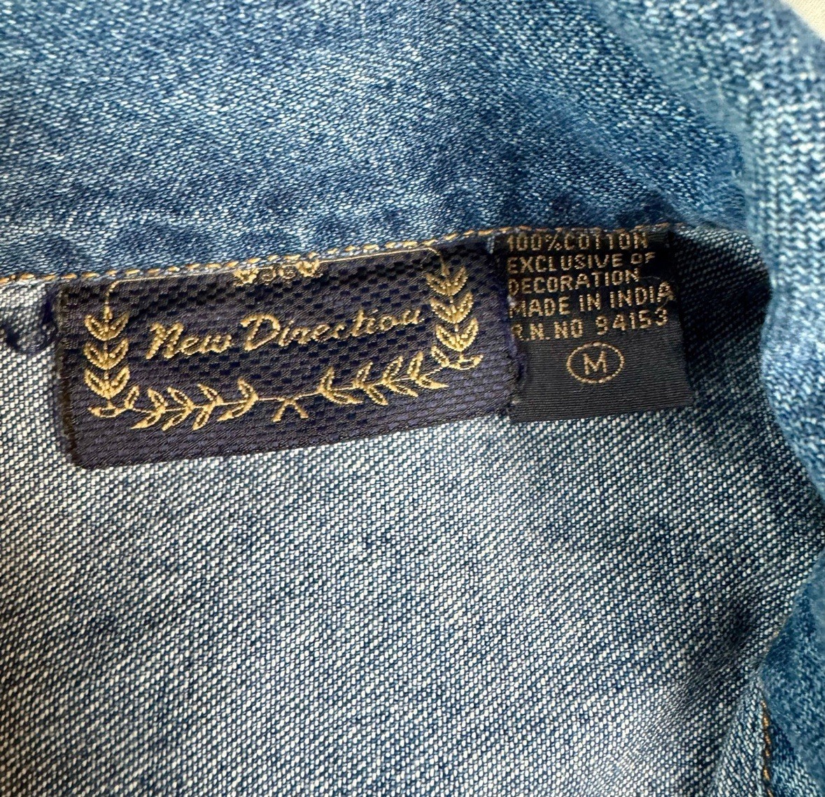 VTG New Direction Denim Embroidered Jacket Women’s M Giraffes Elephants Jungle