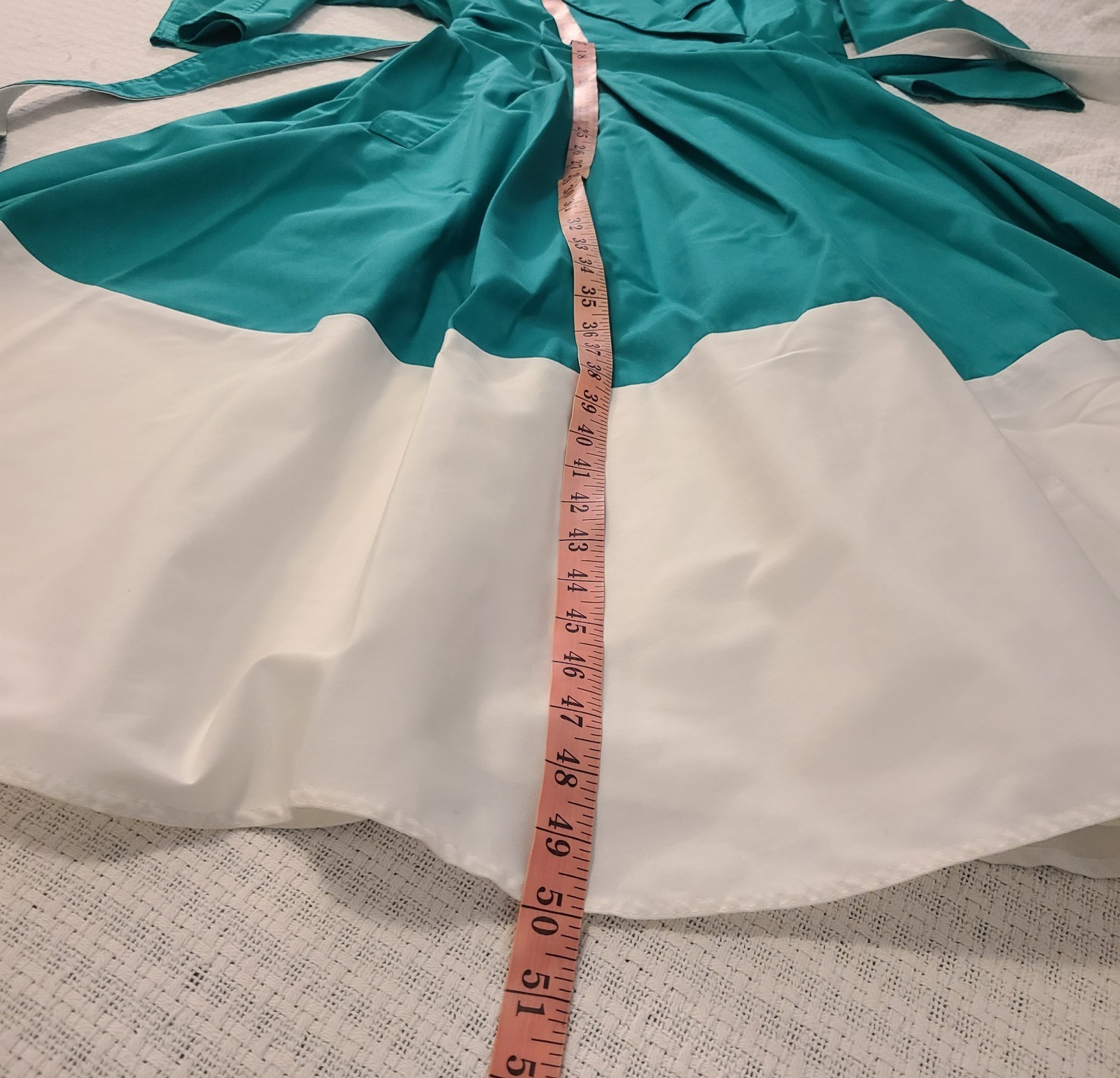 Vtg N.R.1 80s Long Sleeve Shirt Dress Retro 50s (10) Teal White Rockabilly Swing
