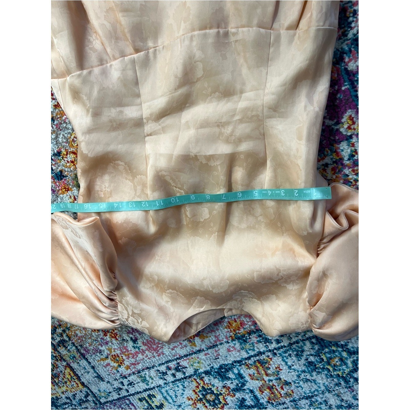 Vintage Morton Myles Silk Open back Peach Puff Sleeve Sheath Dress 10
