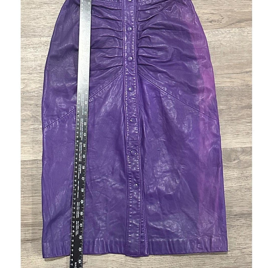 VTG Michael Hoban North Beach Leather Purple Ruched Halter Dress ’80’s Womens S