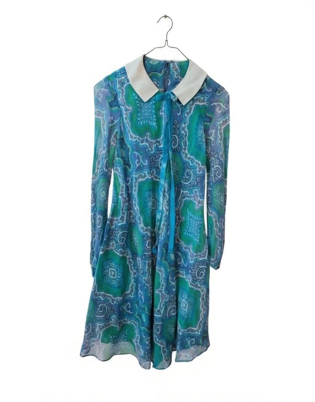 Vintage 1960s/ 70s Junior Touch Mod Groovy Pasley Cotton Mini Dress SM