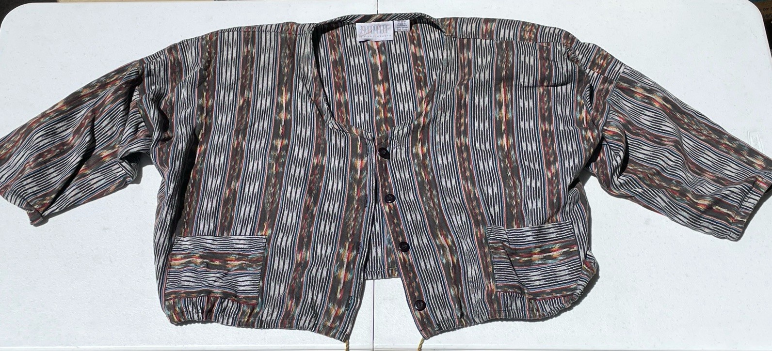 Vintage Guatemala Handwoven Cotton Tunic Top Women’s One Size Boho Shoulder Pads