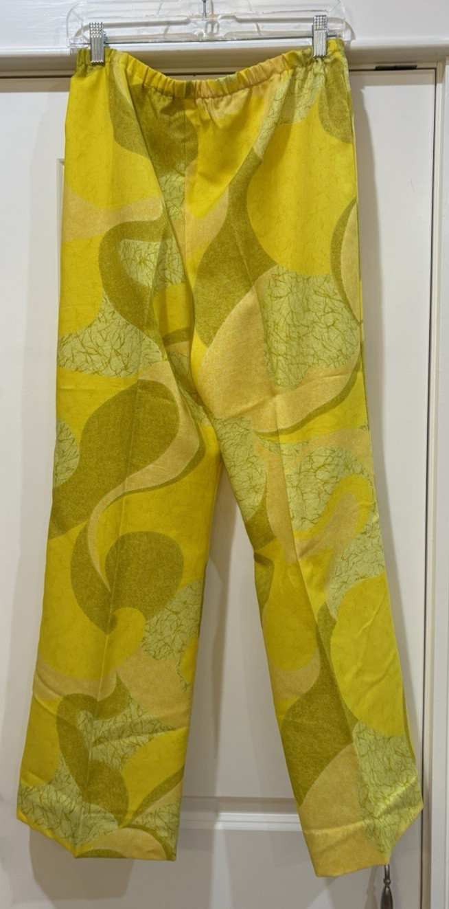 NWOT Vtg ANDRADE Honolulu POLYNESIAN CASUALS Hawaii Pajama Set 14 Yellow 60s