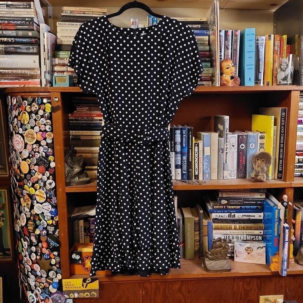 Vintage America Black and White Polka Dot Midi Dress