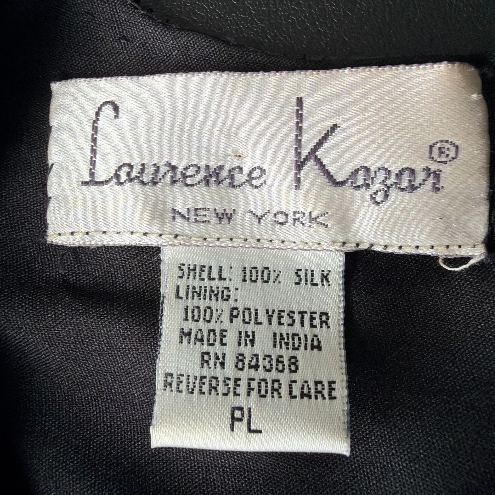 Vintage 80s Laurence Kazar Beaded Silk Blouse Black White Floral V-Neck Top PL