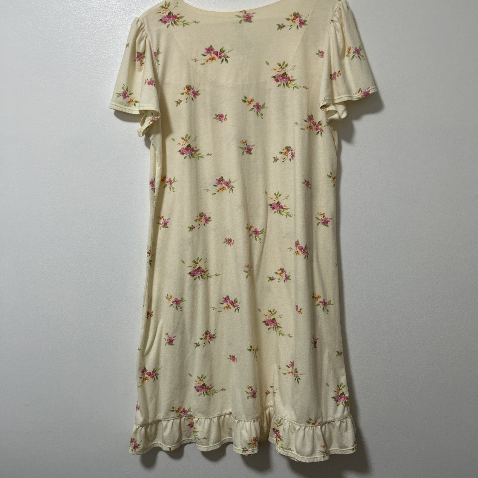 Simply Basic Nightgown Size Large Prairie Granny Pale Yellow Feminine Ruffle