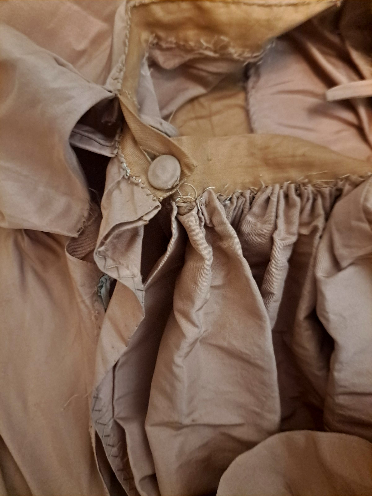 Antique Victorian Dress Bodice & Layered Skirt Taffeta Ruffled Bows Lace XS