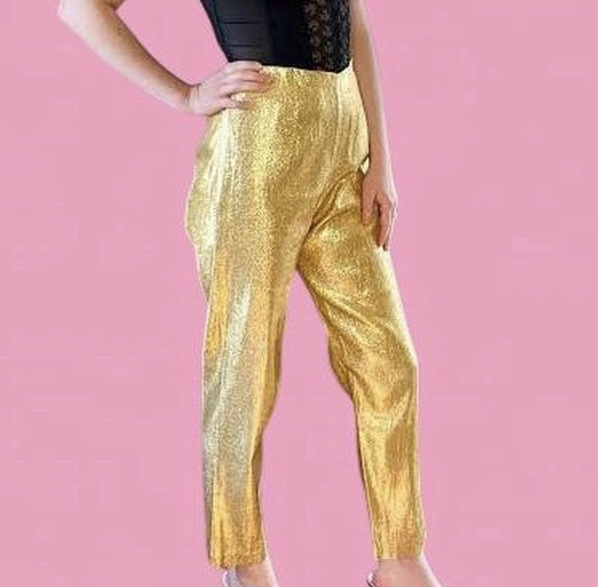 1960s 1950s Lame Gold Cigarette Pants / Rockabilly / VLV