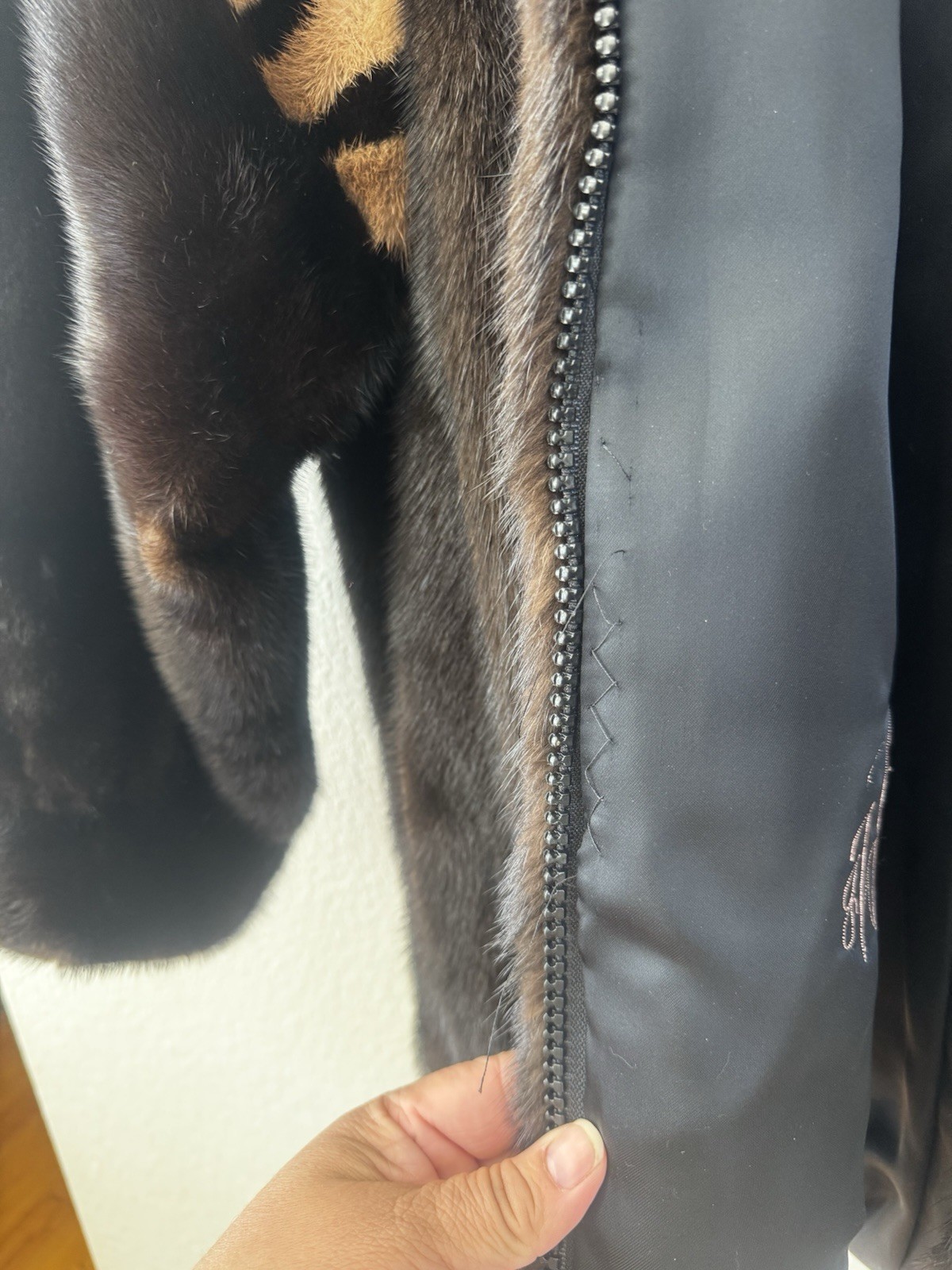 Rosendorf-Evans Women’s Dark Brown Mink Coat, Details On Shoulders