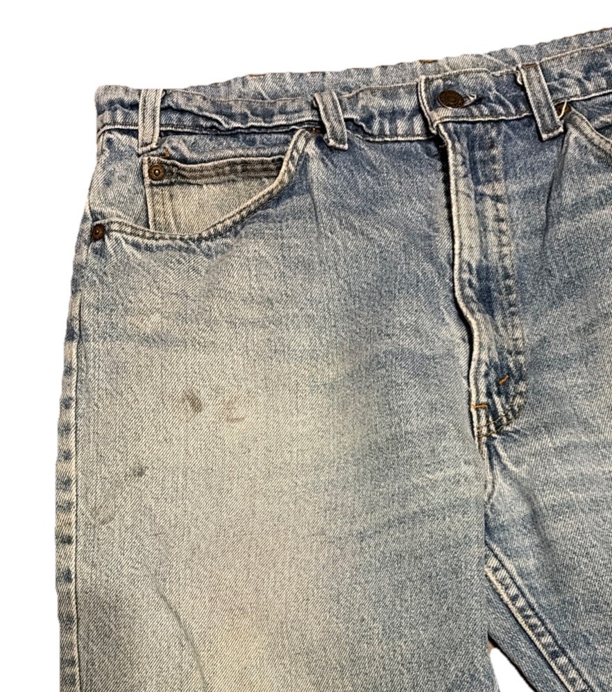 Vintage Levis 517 Orange Tab Blue Jeans Denim Bootcut Women 35×29 USA Made Fades