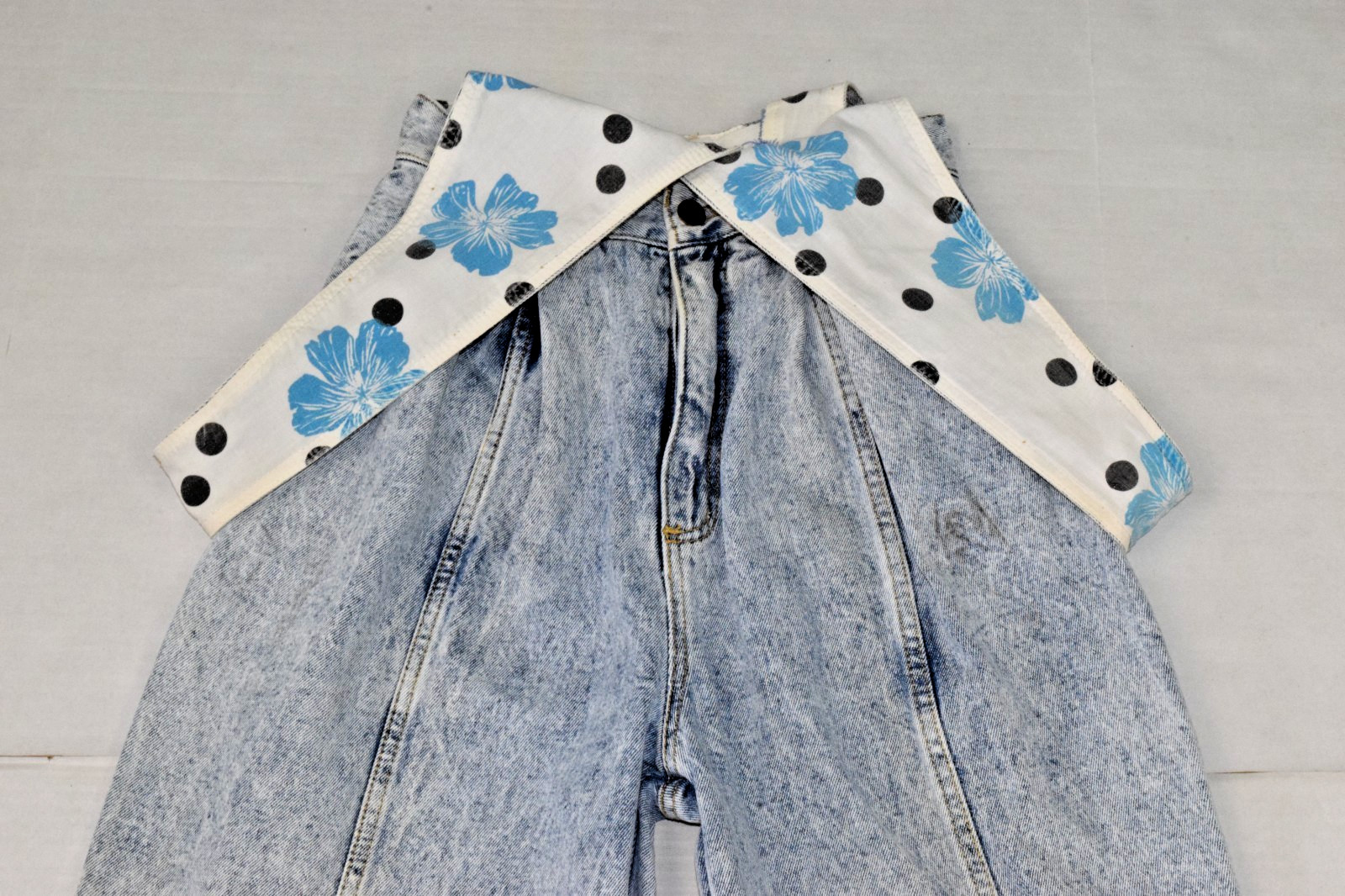 Vintage Overall Jeans Venus W24 L26 80s Acid Wash Balloon Leg Floral Lined