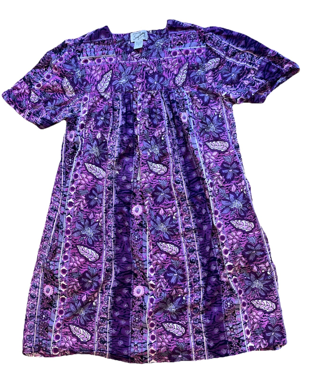 Saybury Vtg House Patio Dress Graphic Floral Print S Muumuu Dress Loungewear