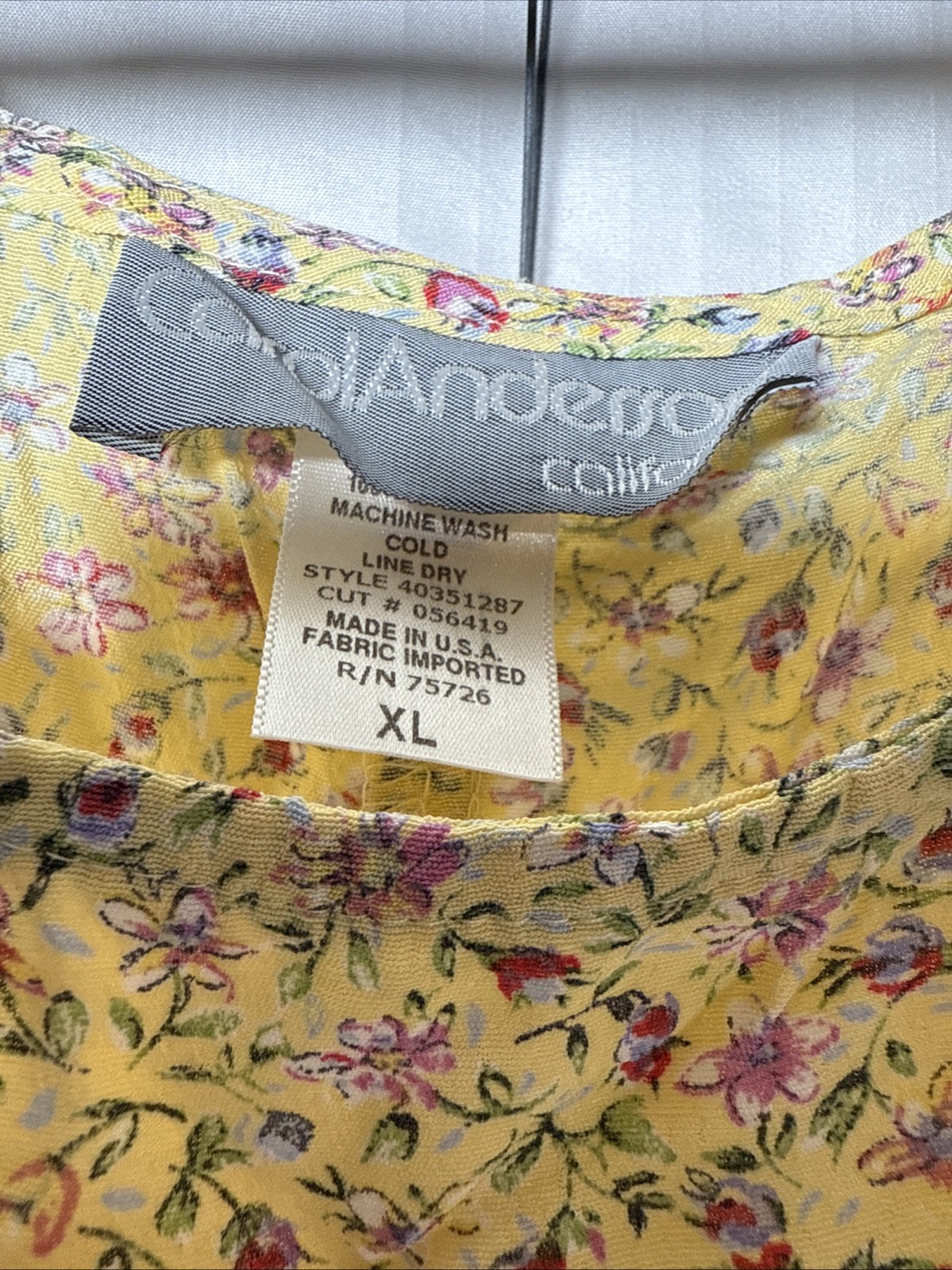 Vintage 80s Carol Anderson Yellow Floral TOP AND DRESS Made in USA NEW XL 2i