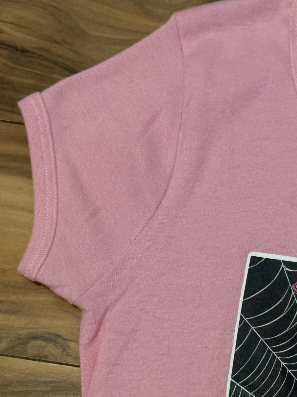 Vtg 70s Baby Doll TShirt Pink The Amazing Spiderman XS Single Stitch Polycotton