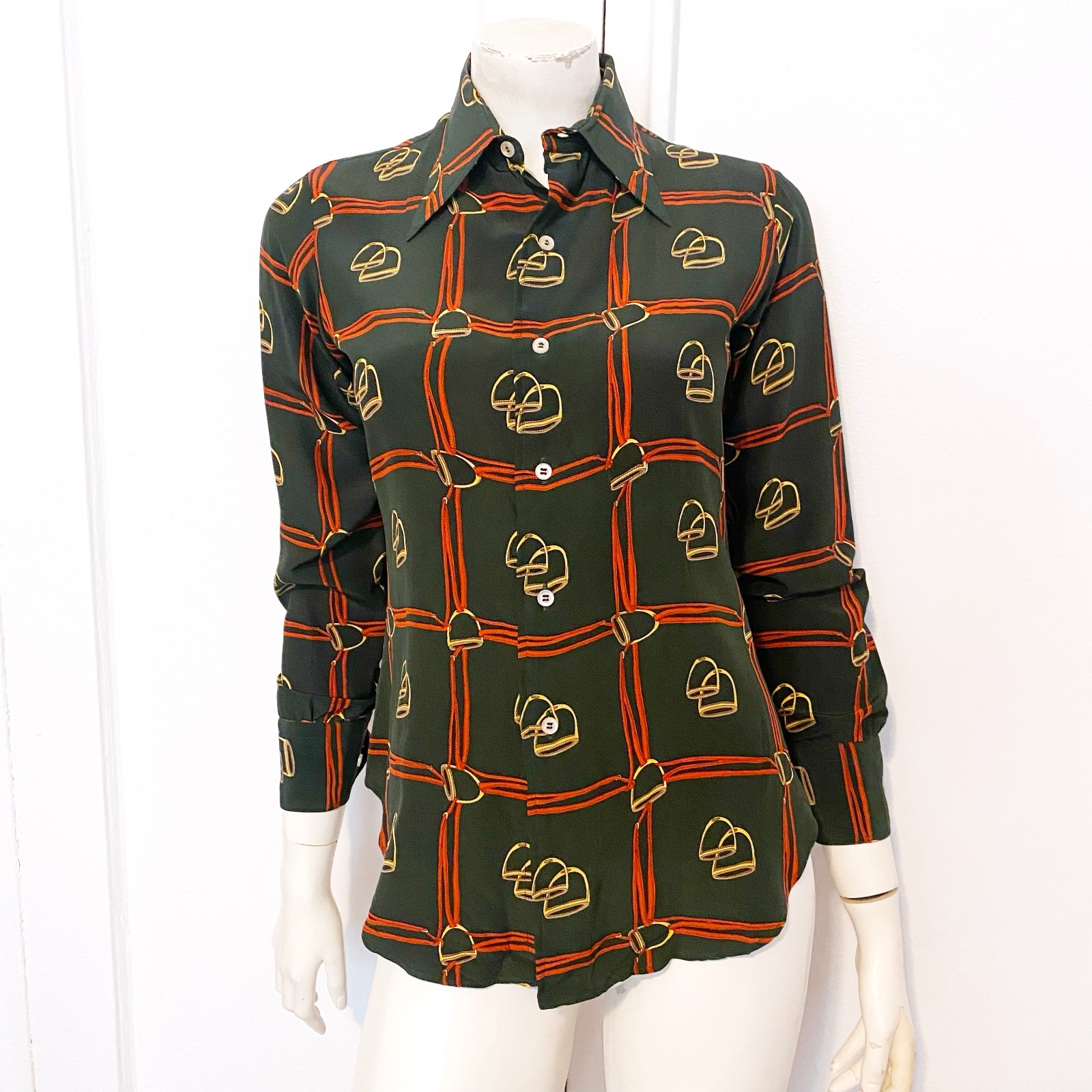 Vintage JAEGER 1960s 70s Psychedelic Mod Hippie Blouse Size S M