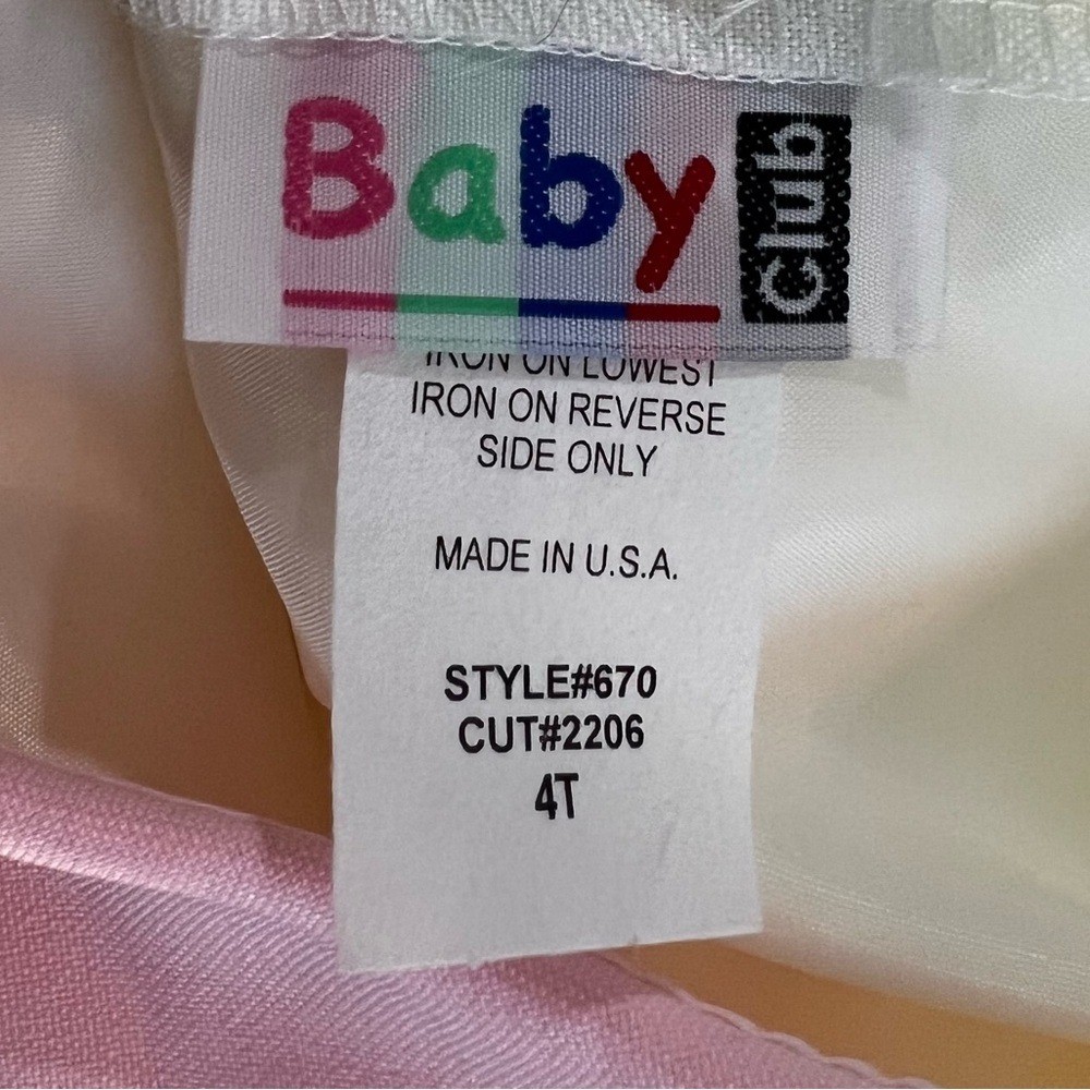 Vintage Baby Club Girls 4T White Pink Special Occasion Dress Made in USA 670