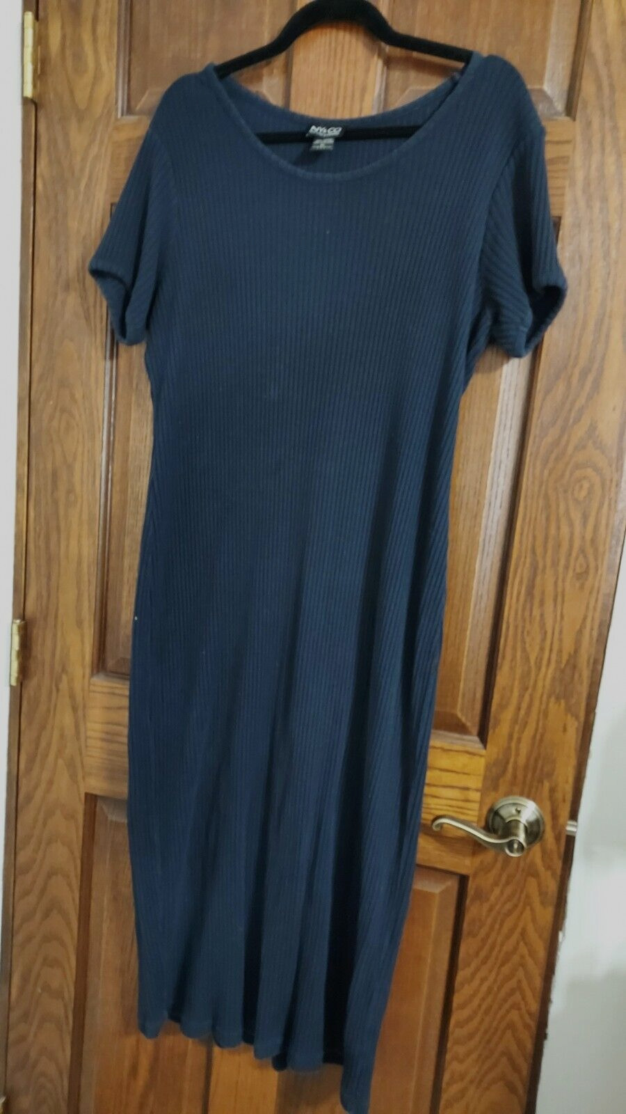 NY & Co. Woman`s Maxi Sheath Dress Sz XL Short Sleeve Black