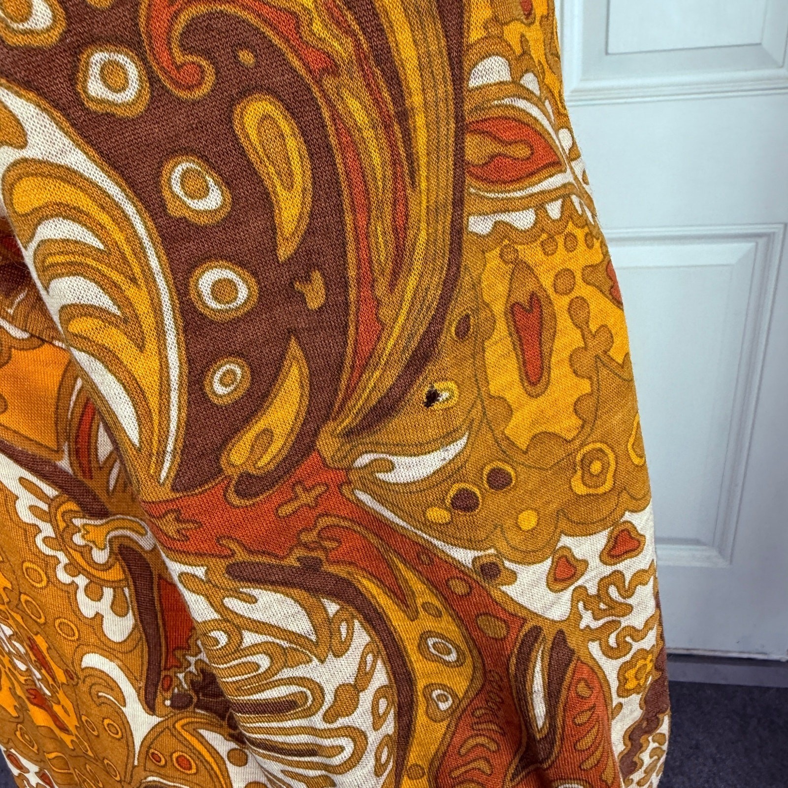 Vintage 70s Unbranded Women’s Dress Wool Paisley Mod Retro Long sleeve L3-20