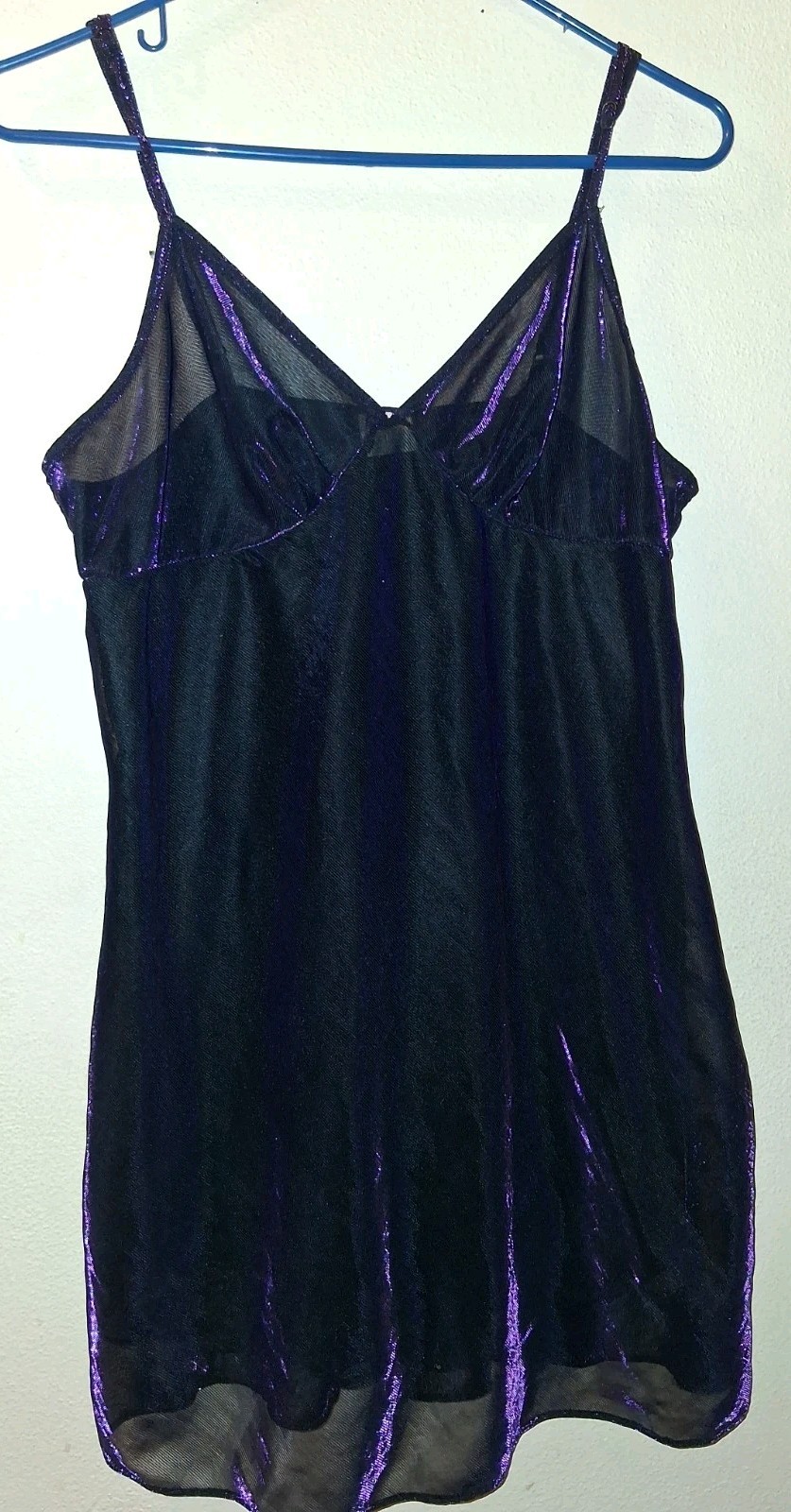 Vintage Gilligan O’Malley Purple Sheer Metallic Babydoll Lingerie Size XL