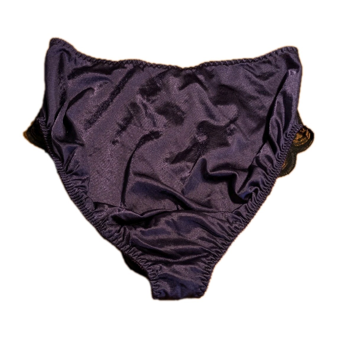 Vintage Lily of France Panties 3445 Purple with Black Lace Sz XL