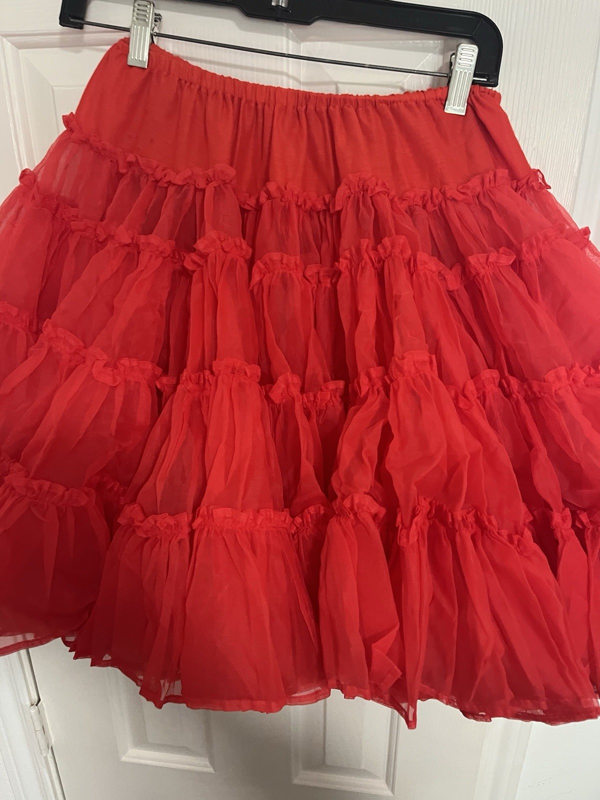 Red Petticoat Costume Fluffy Skirt Multiple Layers Medium Woman’s