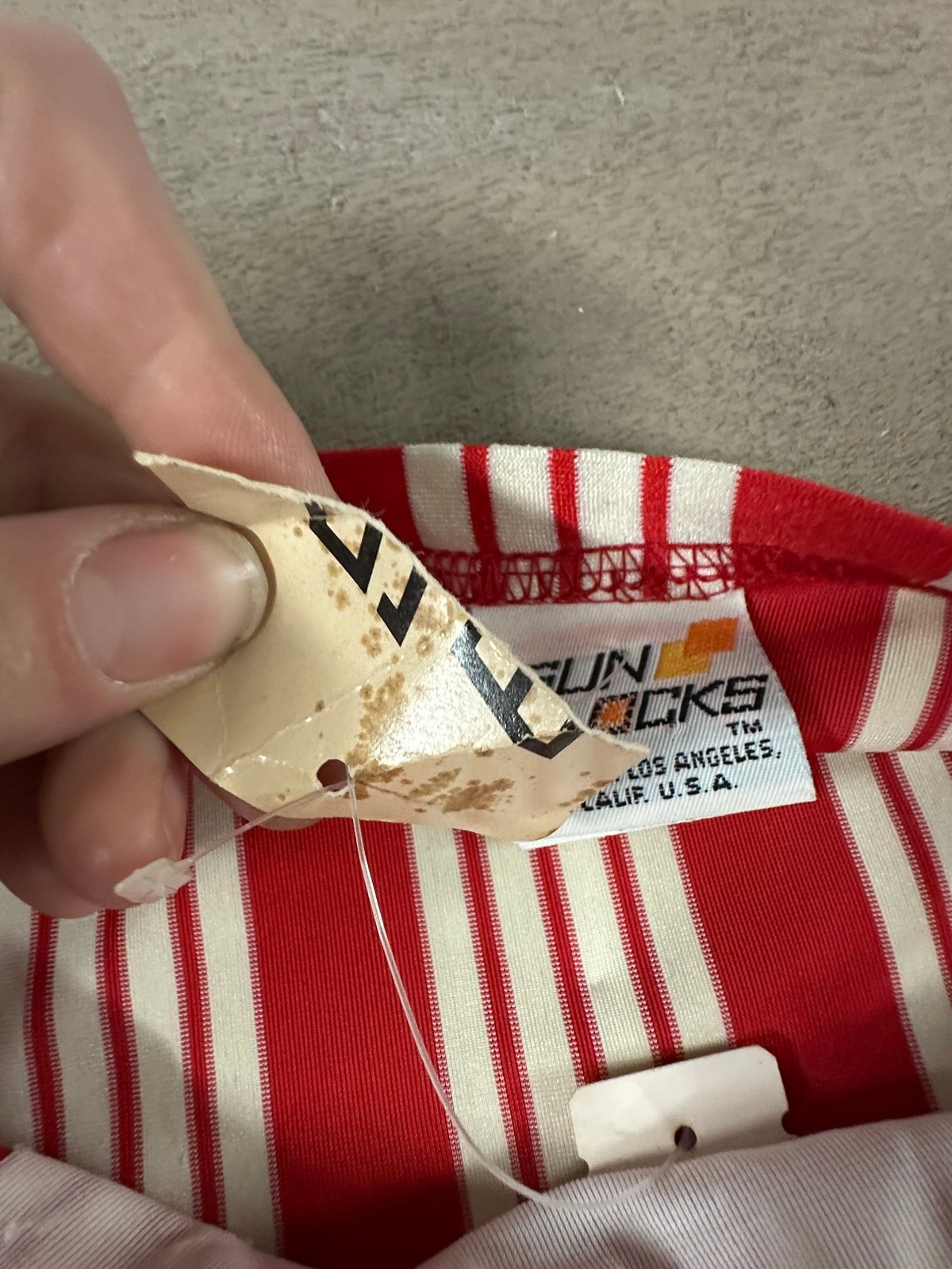 Vtg Sun Blocks Mens Sz S Swim Briefs Red White Striped Swimsuit NWT USA 9D50-51