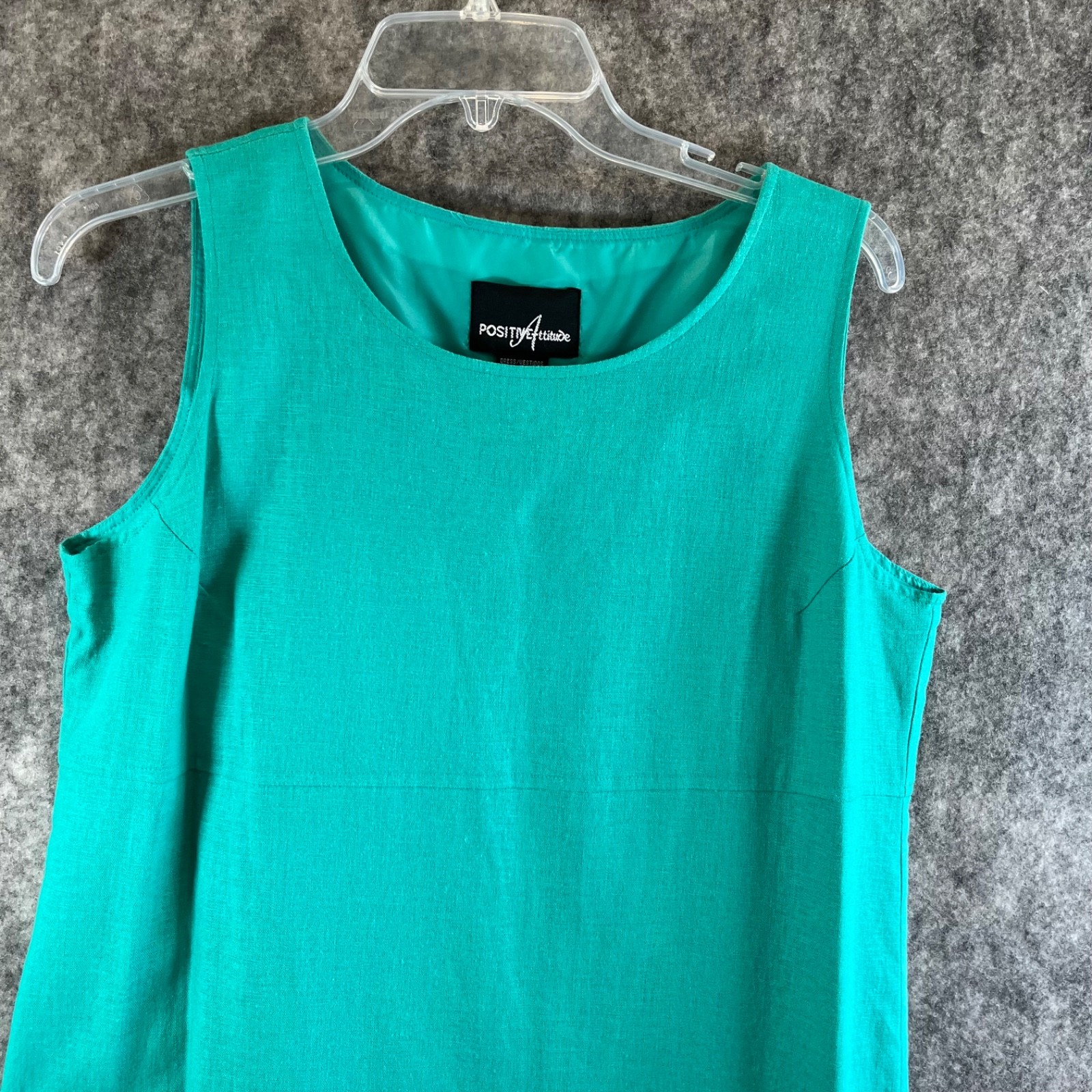Positive Attitude 2Pc Set Womens 10P Linen Blend Sheath Jade Dress/Jacket NWT