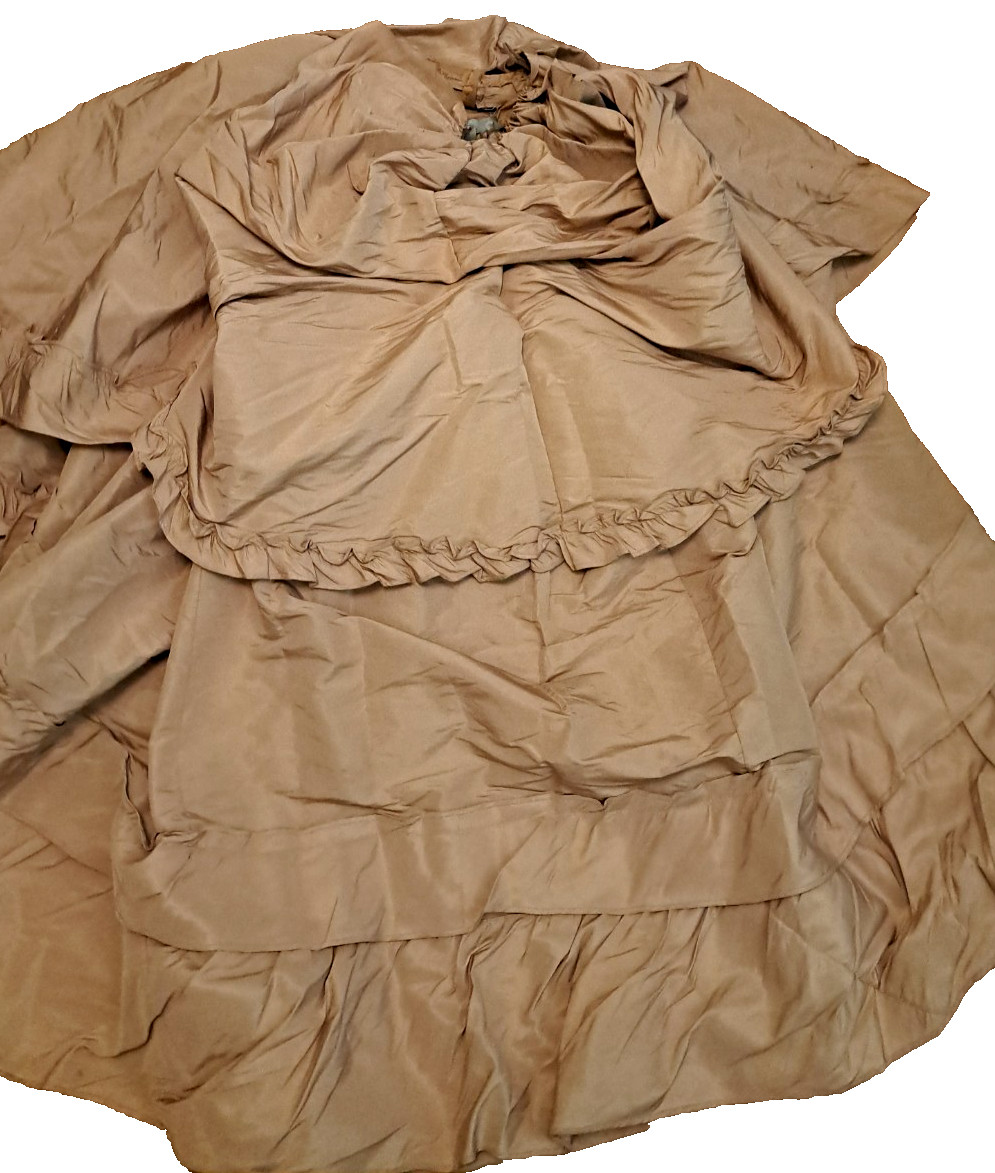 Antique Victorian Dress Bodice & Layered Skirt Taffeta Ruffled Bows Lace XS