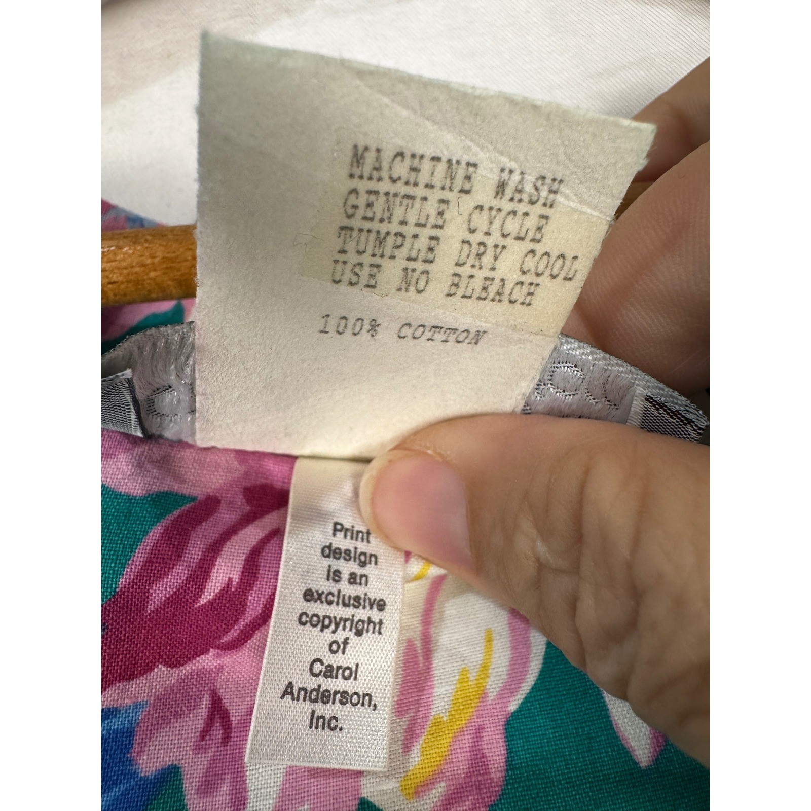 Carol Anderson California Vintage 90s Teal Green Floral Cotton Cottagecore Dress