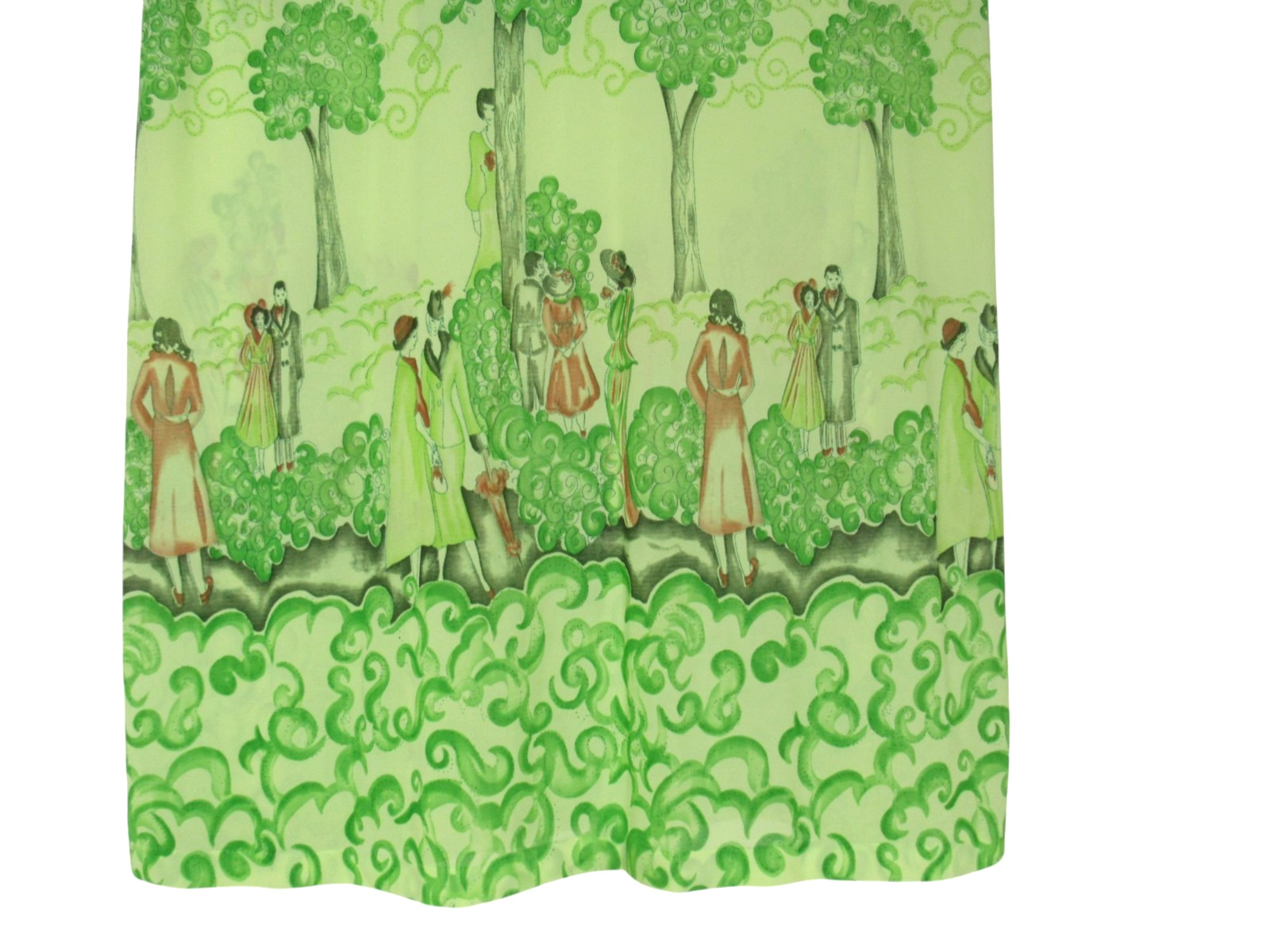 VTG Nylon GREEN TOILE Button-Up/Tie RUFFLE HEM Lounge ROBE/NIGHTGOWN SET Sz XS