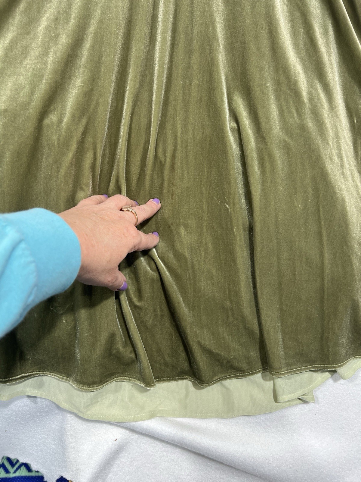 VTG Dimples 80’s Olive Green Velvet A Line Maxi Formal Dress Women’s Sz 12 USA