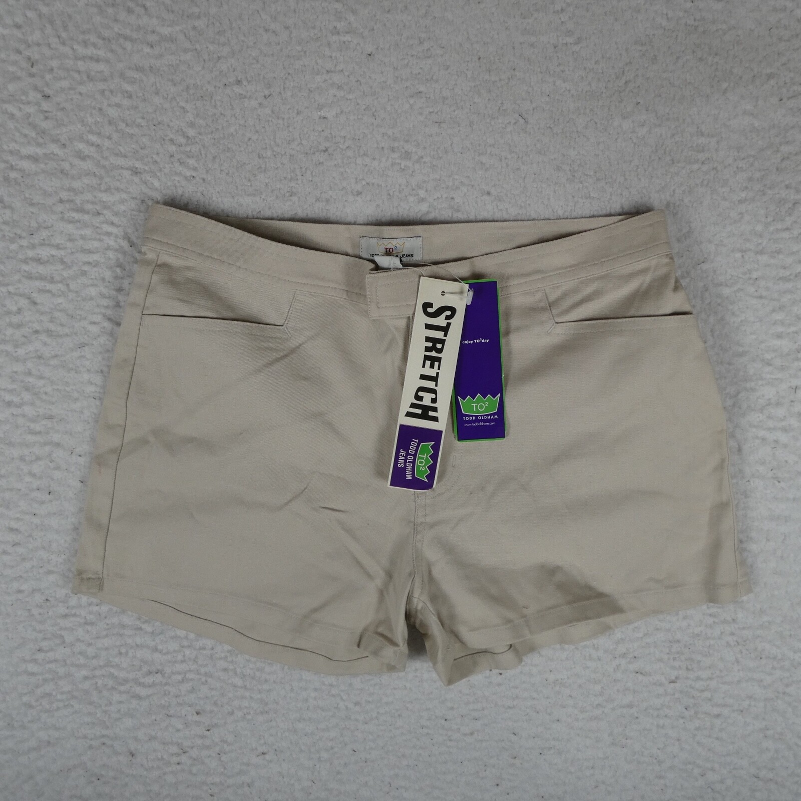 Vintage Todd Oldham Jeans Shorts Women Size 2 Beige Sand Stretch