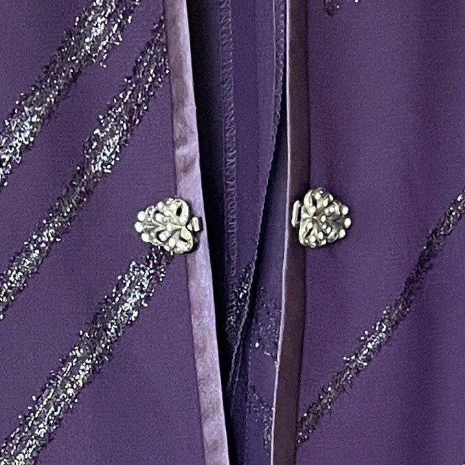 R & M Richards Karen Kwong Sheer Evening Jacket Shimmer Rhinestone Clasp 6P