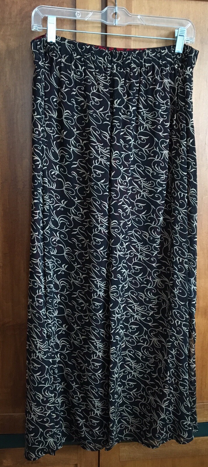 Carol Anderson Collection REVERSIBLE RAYON SKIRT BLACK RED PRINTS Elastic BACK