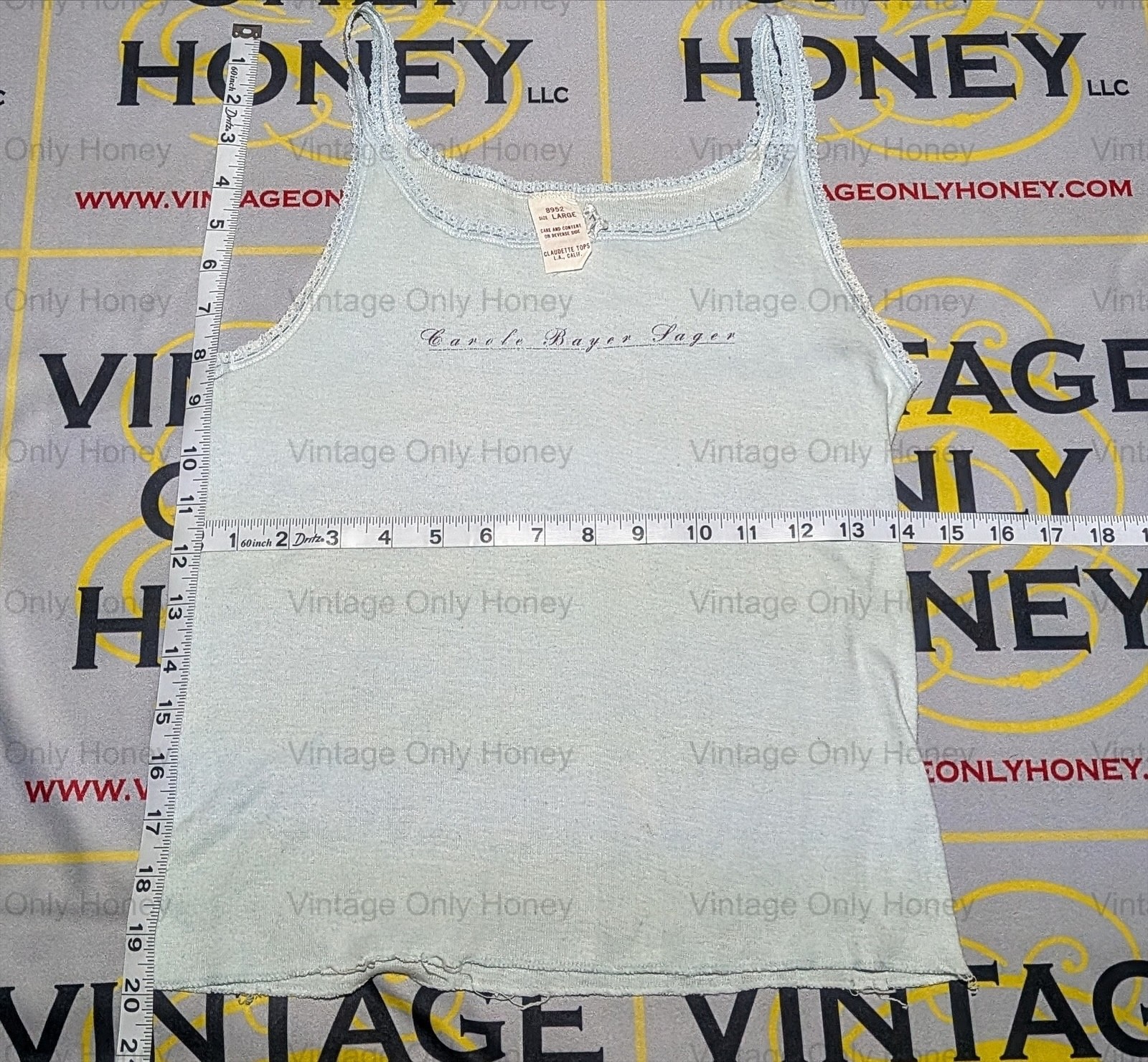 Vintage Carole Bayer Sager Lace -Trim Strap Blue Women T-Shirt