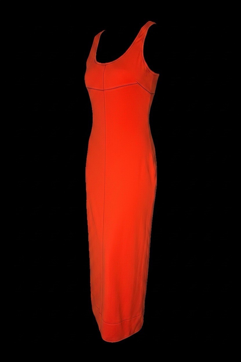 Vtg EMANUEL UNGARO 100% Silk Maxi Dress Orange DESIGNER SAMPLE 90s Runway 8