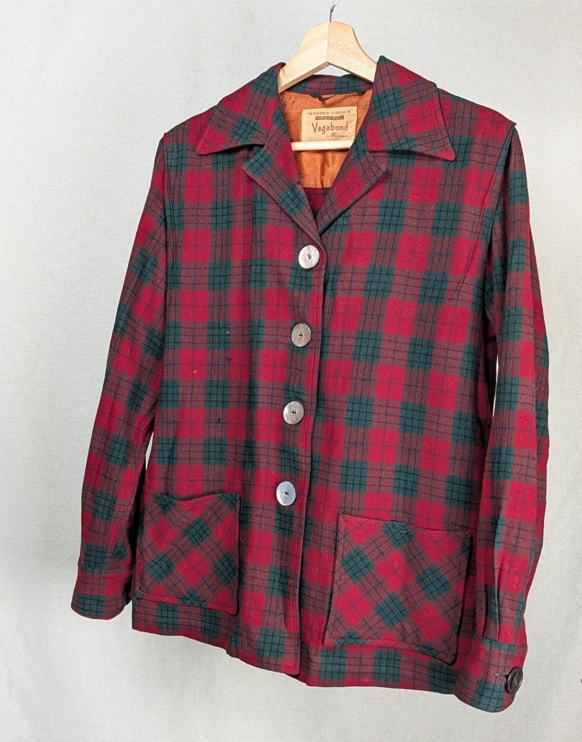 Vintage 1940s Vagabond by Chippewa 49er Plaid Wool Jacket/Coat/Top