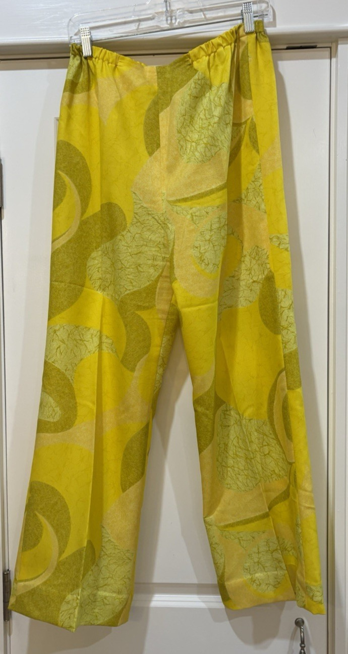 NWOT Vtg ANDRADE Honolulu POLYNESIAN CASUALS Hawaii Pajama Set 14 Yellow 60s