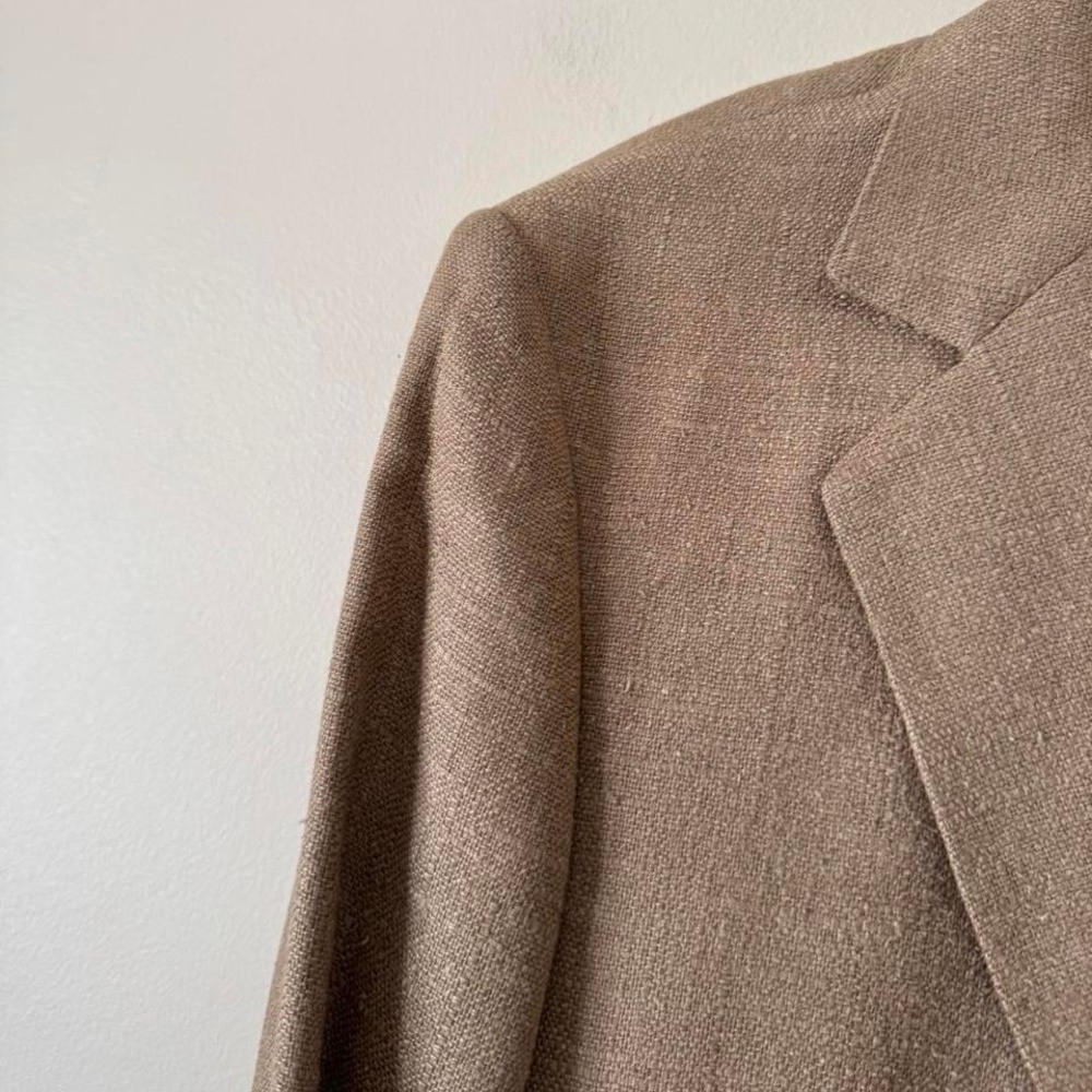 Vintage Brown Raw Silk Blazer Size Med Brown