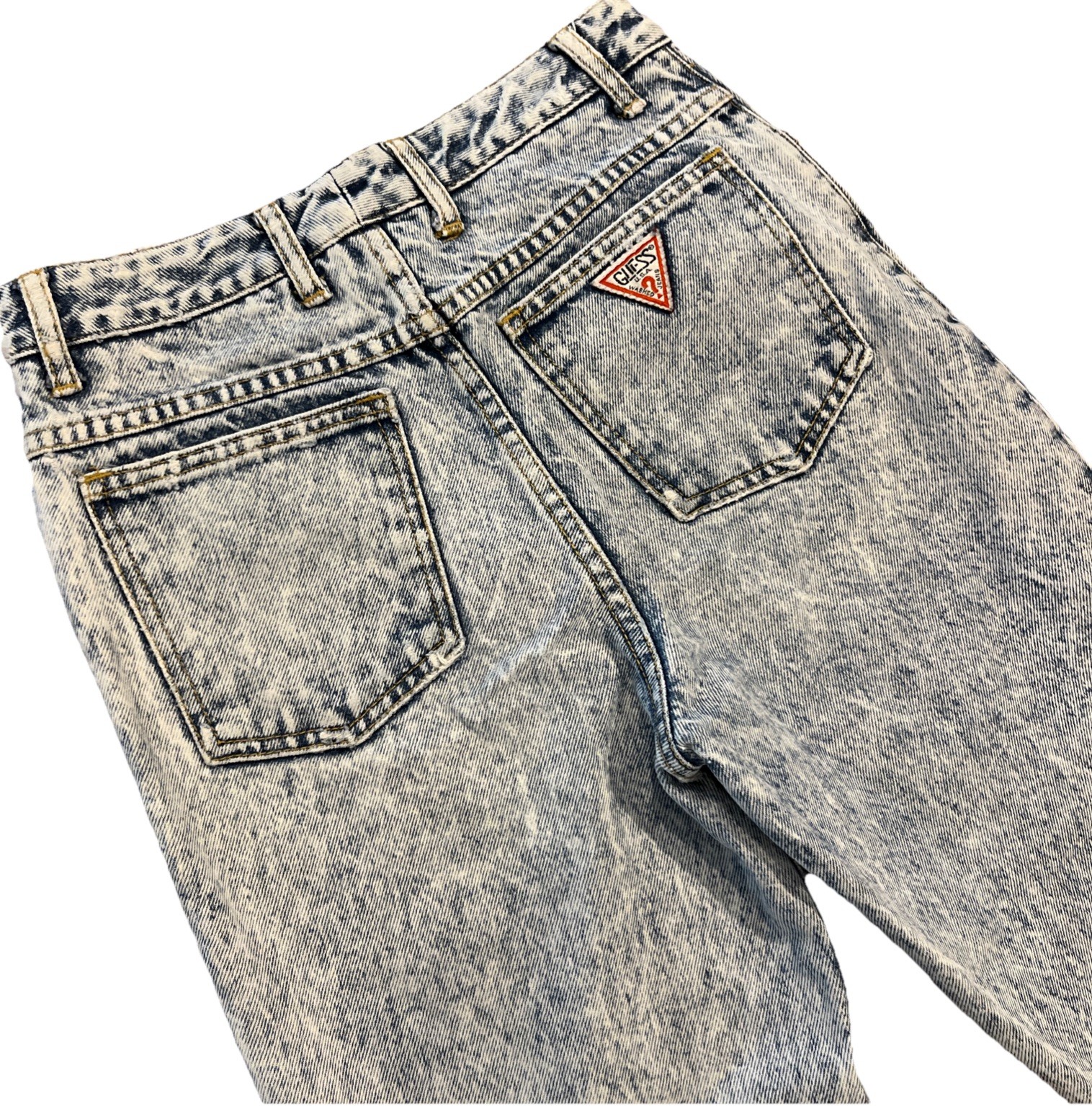 VTG Guess Jeans 26×25 (14) Georges Marciano High Waist Acid Wash Ankle Zip 90s