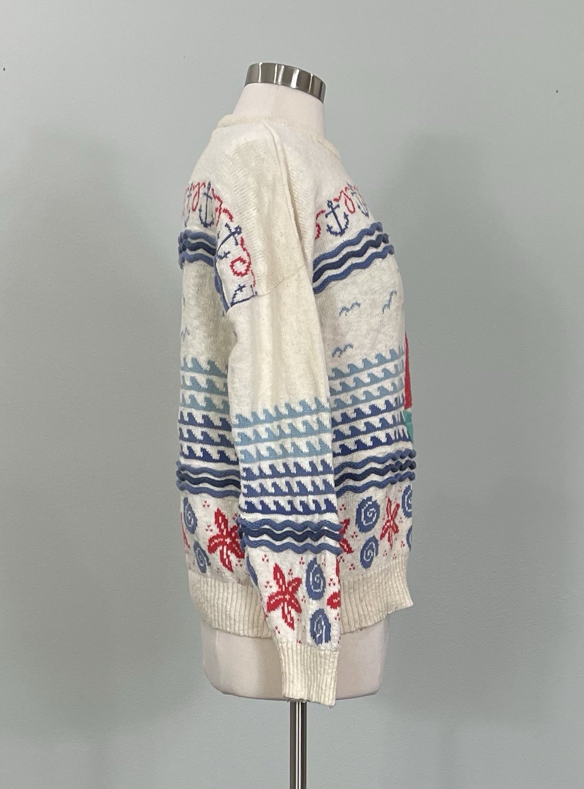Vintage 80s Novelty Sailboat/Coastal Pullover Sweater – Large