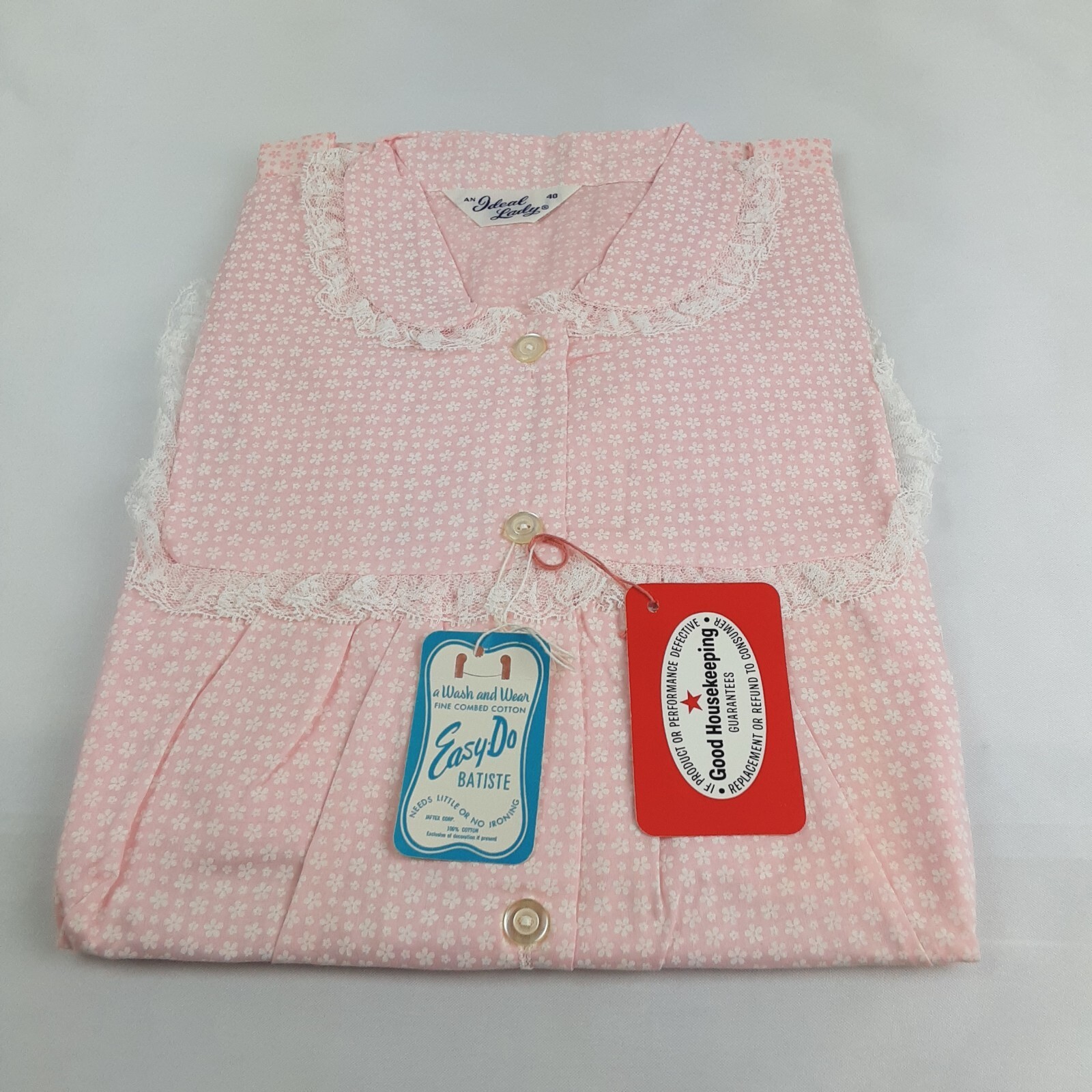 Vintage Women’s Ideal Lady Mid Length Night Gown Size 40 (M) Pink Flowers