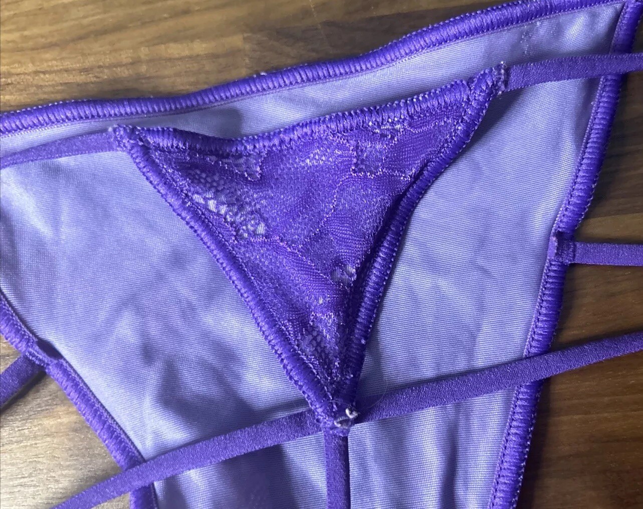 VTG Victoria Secret Hi-cut Double String Thong Panties Sz M V-string Strappy Y2K