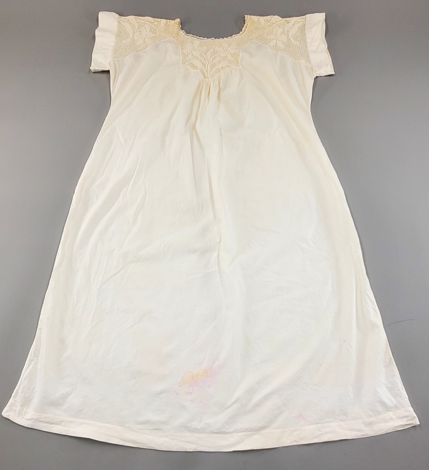 Vintage Antique Edwardian 1910s Nightgown Night Dress Crochet Yoke