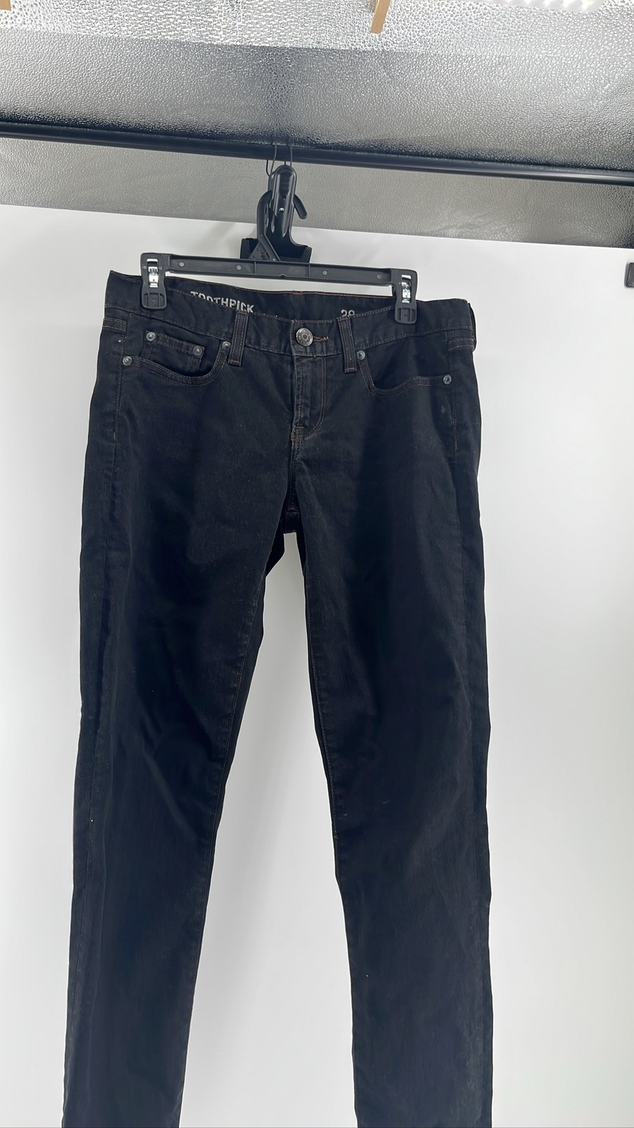 J. Crew 29 Toothpick Black Skinny Ankle Mid Rise Stretch Jeans