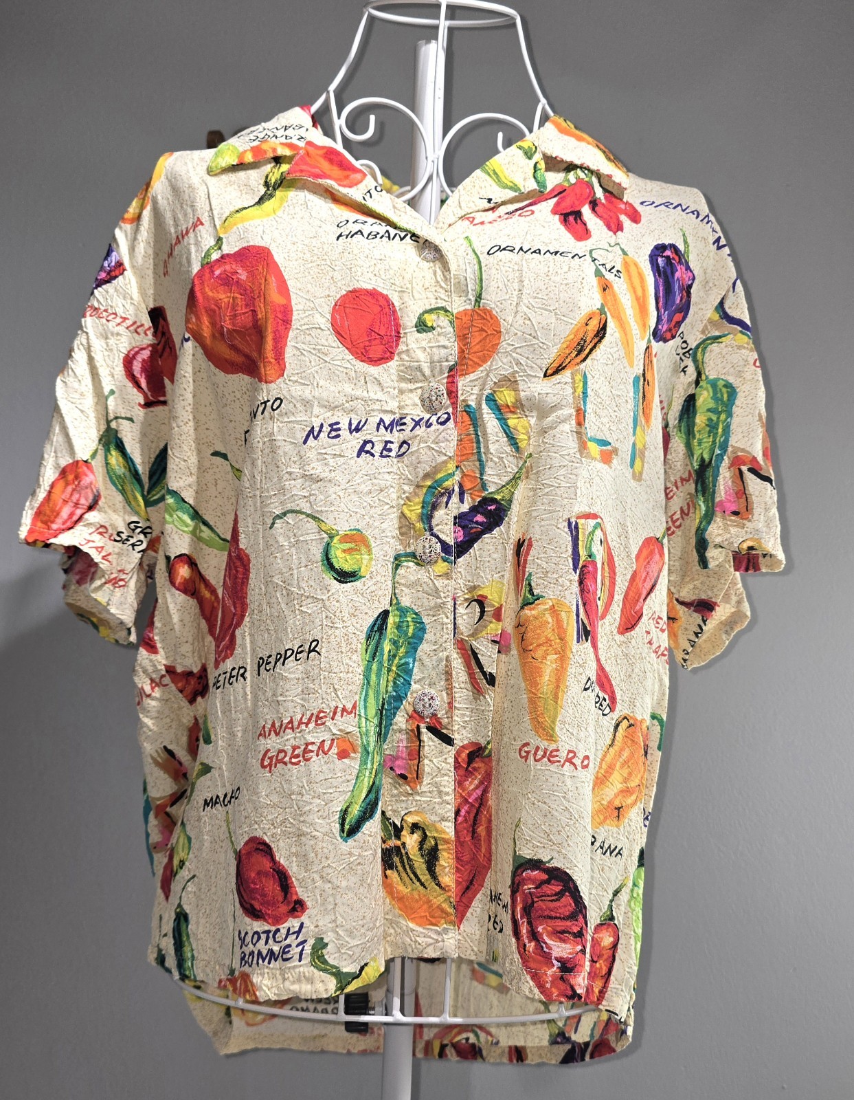 Vintage Jams World Womens XL Abstract Beach Hawaiian Koko Island Button Up Shirt