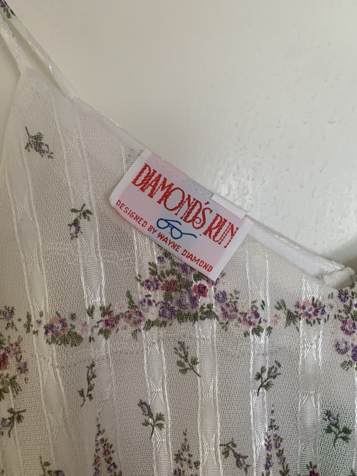 Designed By Wayne Diamond’s Run Ladies White Dress Floral Pink 70s size 7