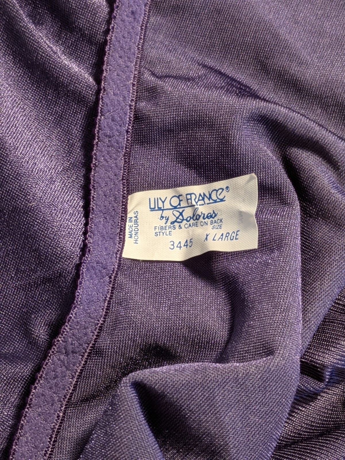 Vintage Lily of France Panties 3445 Purple with Black Lace Sz XL